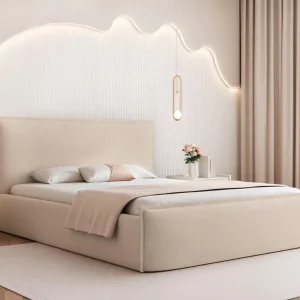 Wochenendangebot Polsterbett 120x200 Höhe 90 Metalrahmen Beige ISABEL