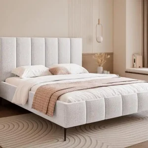 Beliebt Polsterbett auf hohen Füßen 180x200 Holzrahmen Weiß FLEUR