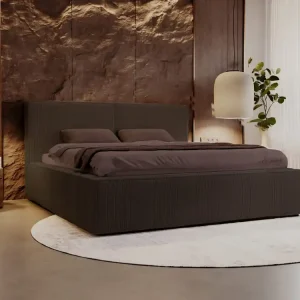 Aktuell Polsterbett mit Bettkasten 120x200 Cord Braun SANTO