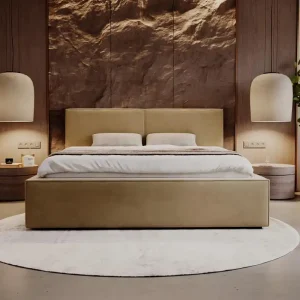 Abverkauf Polsterbett mit Bettkasten 140x200 Velvet Beige SANTO