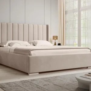 Echt Polsterbett mit Bettkasten und Lattenrost PALMA Beige