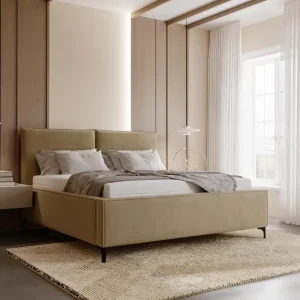 Top-Seller Polsterbett mit hohe Beine 140x200 Beige Velvet LEO