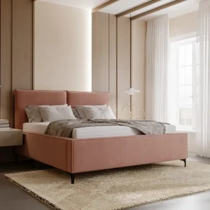 Abverkauf Polsterbett mit hohe Beine 180x200 Rosa Velvet LEO