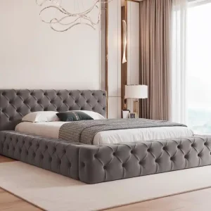 Expressversand Polsterbett mit Steppung Graphit 120x200 CLARA