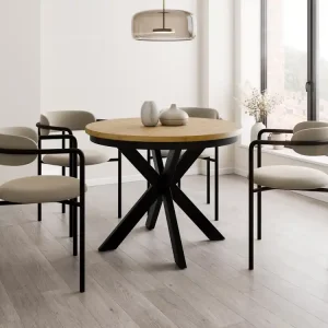 Aktuell Runder Esszimmertisch Eiche Artisan/Schwarz 100cm BELLAMI