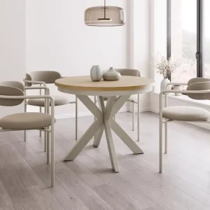 Zertifiziert Runder Esszimmertisch Eiche Hikora/Caschmere 120cm BELLAMI