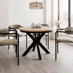 Wochenendangebot Runder Esszimmertisch Eiche Hikora/Schwarz 100cm BELLAMI