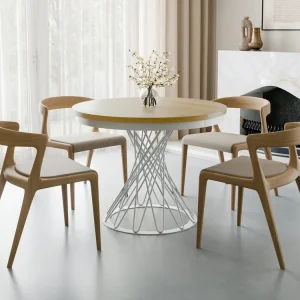 Direktkauf Runder Küchentisch 120cm Eiche Hikora Weiß LUKO