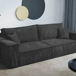 Zertifiziert Schlafsofa mit Bettkasten und Cordstoff MONA Graphit