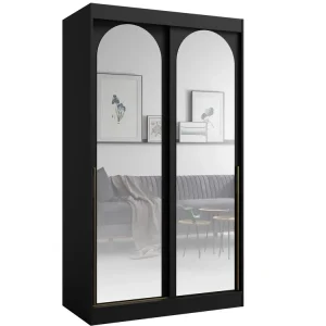 Expressversand Schwebetürenschrank 120 Breit Schwarz LUCY