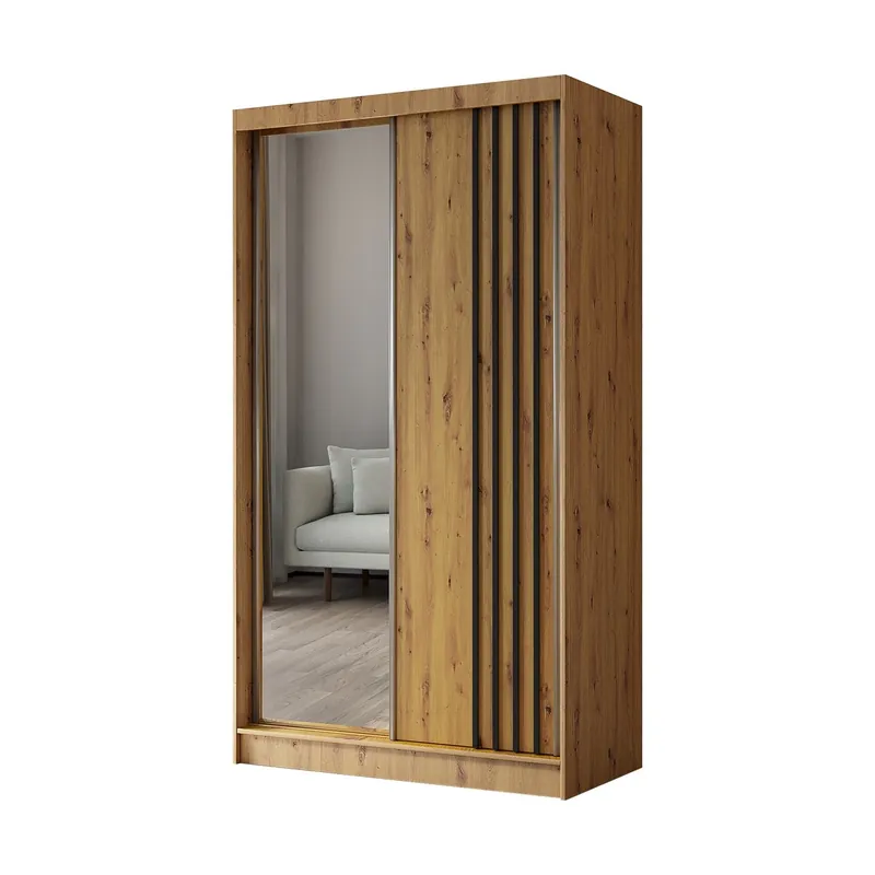 Expressversand Schwebetürenschrank mit Lamelle MALTA Artisan + Schwarz