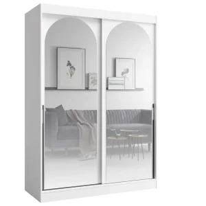 Aktuell Spiegelschrank mit Schiebetüren 150 Breit Weiß LUCY