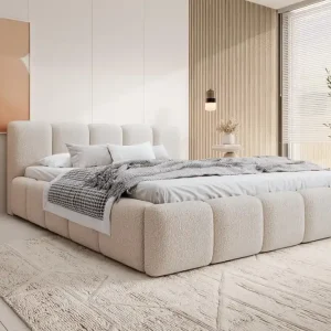 Direkt Vom Hersteller Trendiges Designerbett mit Stauraumfunktion 200x200 Hellbeige
