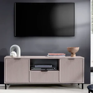 TV-Schrank mit 2 Klappen VIVAS geriffelte Front BLAU Top-Preis