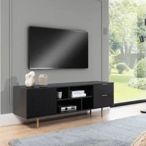 TV-Schrank mit Drehtür und zwei Schubladen, RTV-Kabinett mit gerillte Front NUBIA Solange Der Vorrat Reicht