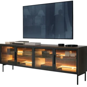 TV-Schrank mit Glasstüren MARBELA Eiche Dunin Schneller Versand