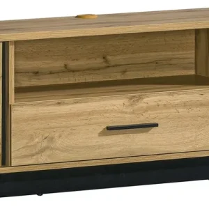 TV-Schrank mit Lamellen. Eiche wotan/schwarz PUCCI Solange Der Vorrat Reicht