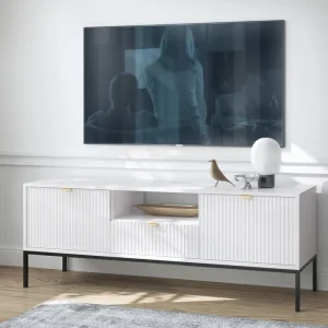 Ausverkauf TV-Schrank mit Schublade und 2 Türen NANCYLowboard mit Lamellen