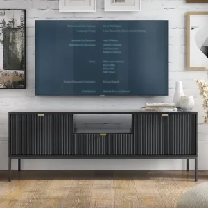 TV-Schrank mit Schublade und 2 Türen NANCYLowboard mit Lamellen Top-Seller