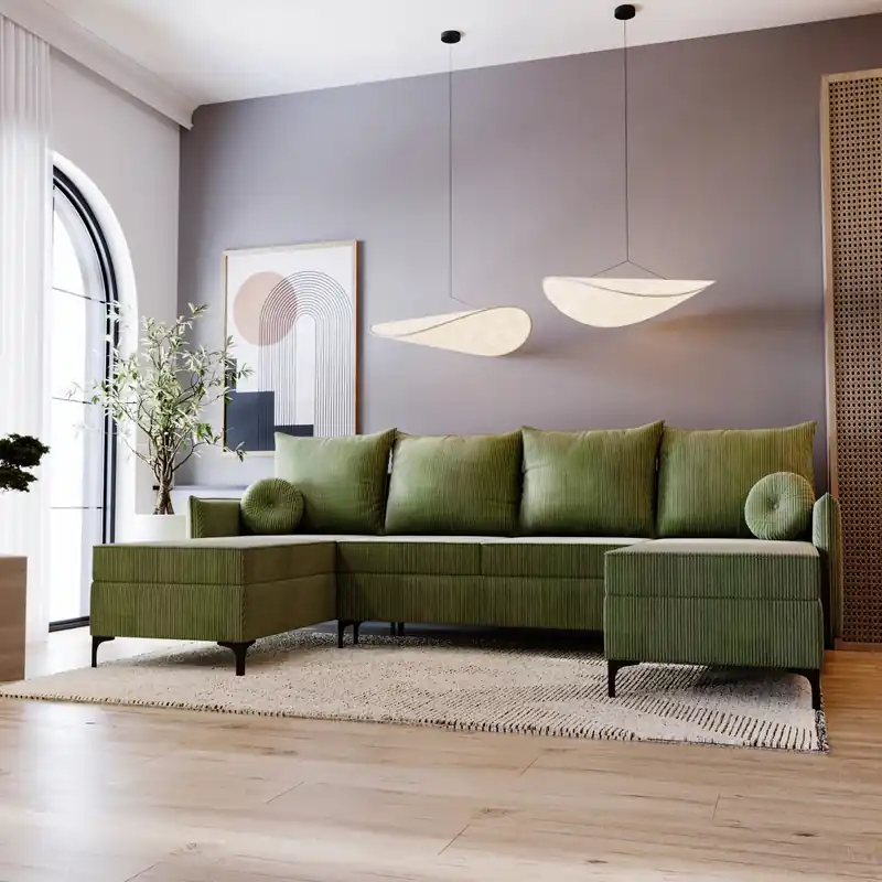 U-form LEO, MetallFüße, Modern design, Cordstoff/Velvet Jetzt Kaufen