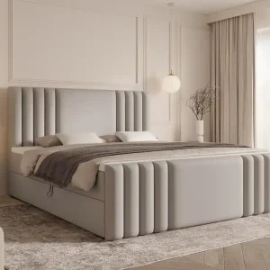 Velvet grau Kontinentalbett mit topper 180x200 SARAH Kostenfreie Lieferung