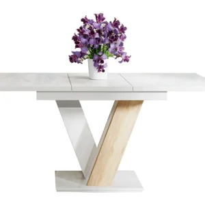 Vinci Esszimmertisch Weiß Hochglanz+Sonoma Sonderaktion