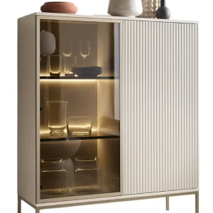 Vitrine mit gerifflete Front LINO Kaschmir Billig