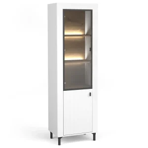 Vitrine mit Glastüren TRENDS Eiche -Whisky/ Weiß Matt Wochenendangebot