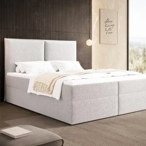 Weiß Boxspringbett mit zwei Bettkästen 200x200 PILLOW Preis Gesenkt