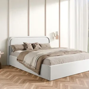 Weiß Polsterbett 180x200 mit Bettkasten Metallrahmen SAGA Günstig