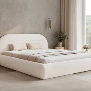 Weiß Polsterbett Metallrahmen 180x200 ARVEN Bestpreis