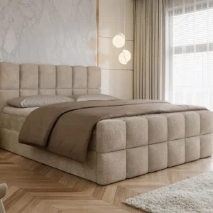 Wolken Boxspringbett mit topper Hellbraun 140x200 ARIA Kostenloser Rückversand