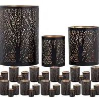 Heißes Angebot Windlicht 3er Set Masterbox 12x 3teilig Kerzenständer Forest Teelichthalter rund