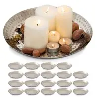 Dekotablett Deko Tablett 20-teilig Metall ø 28 cm rund silber Serviertablett Preiswert