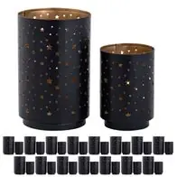 Mega-Angebot Teelichthalter Masterbox 16x 2er Set Sternenhimmel Kerzenhalter rund schwarz gold
