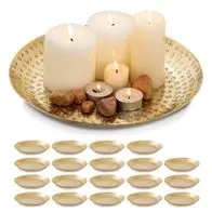 Zertifiziert Dekotablett Deko Tablett 20-teilig Metall ø 28 cm rund gold o. silber Deko Tablett