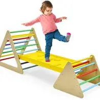 3 in 1 Kletterdreieck & Leiter & Rutsche, Klettergerüst mit doppelseitigen Rampe Online Kaufen