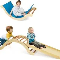 3 in 1 Kinder Kletterleiter Set, Holz Kletterbogen Kletterdreieck, Kleinkinderrutsche Markenware