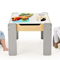 3tlg. Kindersitzgruppe aus Holz, 4-in-1-Kindertisch, Kindermöbel-Set mit Stauraum Markenware