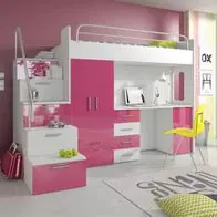 Zertifiziert Paradise Hochbett 4S pink, 80x200 cm