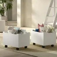 2 Rollcontainer auf Rollen Rollboxen Schubladenset Buche massiv weiß lackiert Expressversand