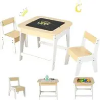 3 IN 1 Zeichentisch & Basteltisch & Aktivitätstisch, Kindertisch mit 2 Stühlen Ausverkauf