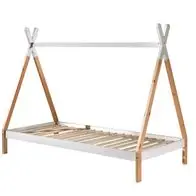 Zertifiziert Zeltbett Karyn 2 206x98x158 Kinderbett Massivholz Weiß/natur