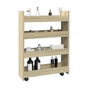 Sonderangebot Aufbewahrungswagen Schmal 4 Etagen Sonoma Eiche Holzwerkstoff