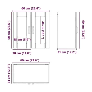 Billig Küchen-Hängeschrank mit Glastür Lucca Räuchereiche Holzwerkstoff