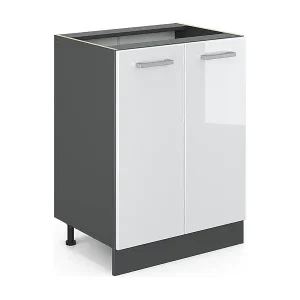 Zertifiziert Küchenunterschrank weiß hochglanz 60x46x81.6 r-line
