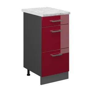 Zertifiziert Küchenunterschrank rot hochglanz 40x60x81.6 r-line