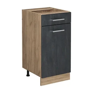 Zertifiziert Küchenunterschrank schwarz beton 40x46x81.6 r-line