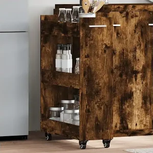 Garantierte Lieferung Schrank mit Rollen Räuchereiche 60x22x79 cm Holzwerkstoff