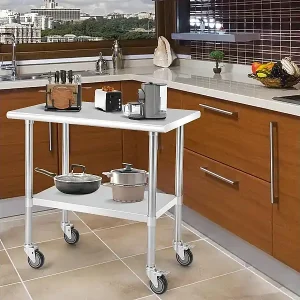 Billig Edelstahltisch Arbeitstisch Küchentisch Edelstahl Silbrig 91,5 x 61 x 88,5 cm